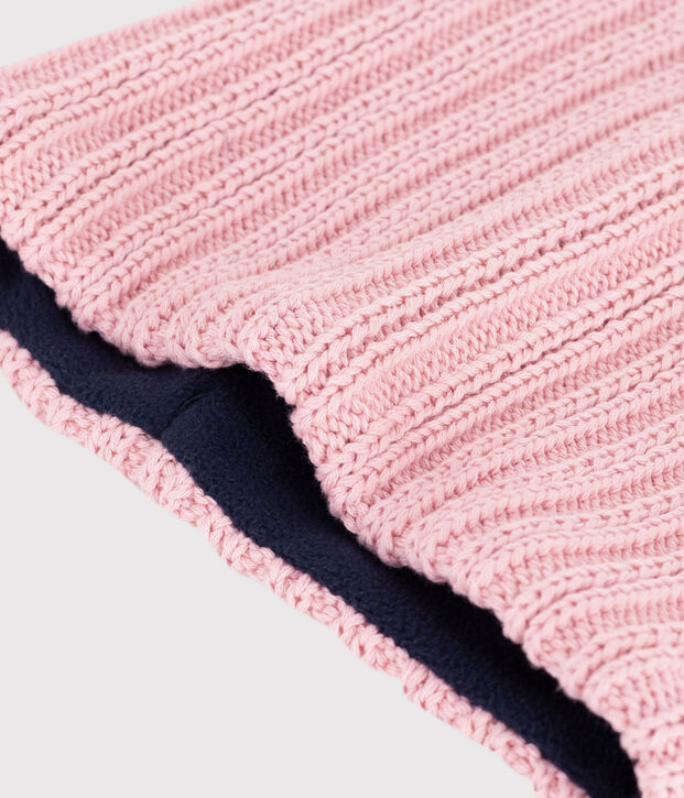 Kinder-Schlauchschal aus Strick mit Fleece-Futter rosa