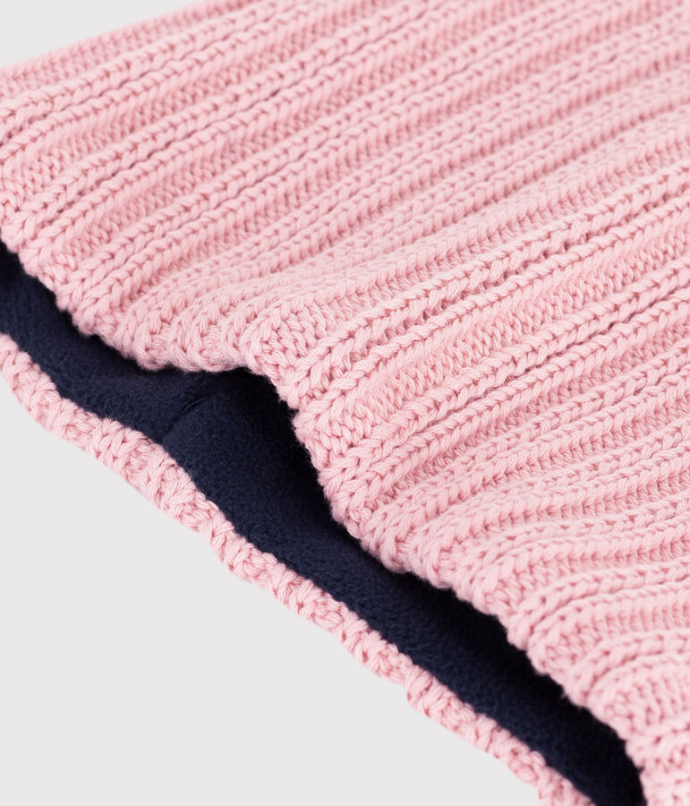 Kinder-Schlauchschal aus Strick mit Fleece-Futter rosa