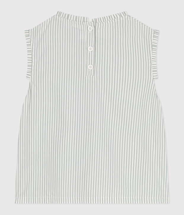 &Auml;rmellose Kinder-Bluse mit Streifen gr&uuml;n/weiss