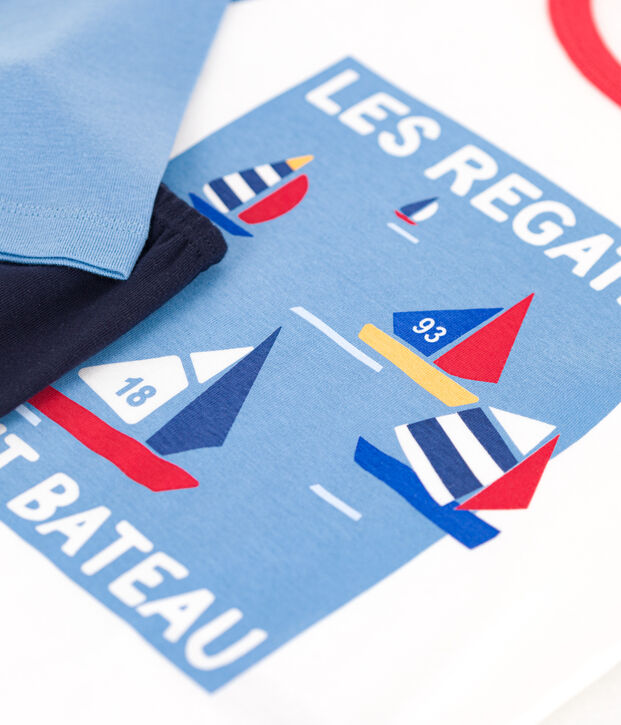 Lang&auml;rmeliger Kinder-Pyjama aus Baumwolle blau/vielfarbig