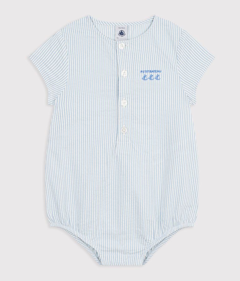 Kurz&auml;rmeliger Baby-Overall mit Steifen blau/blau
