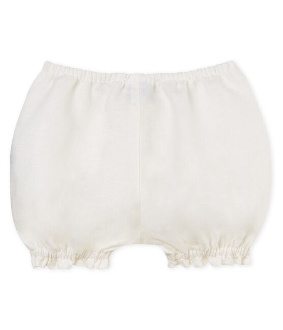 Baby-bloomer-höschen aus leinen mädchen weiss MARSHMALLOW