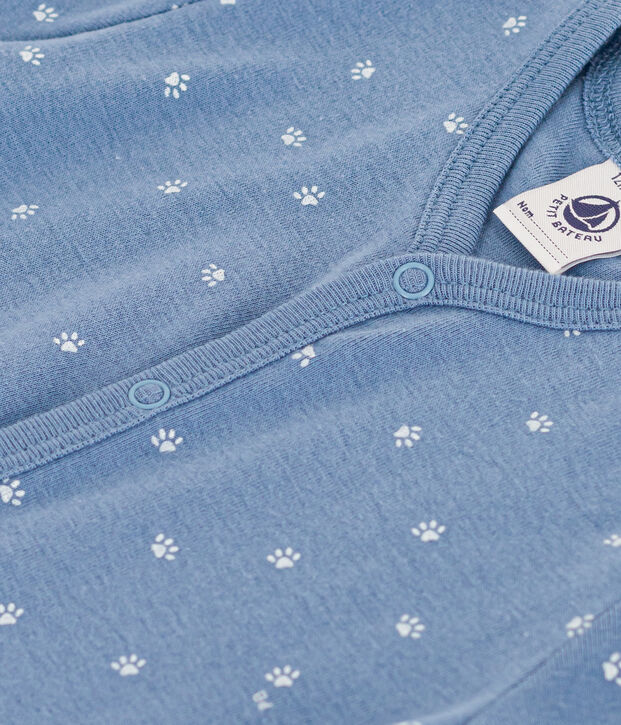 Kurzer Baby-Overall aus Baumwolle blau/weiss