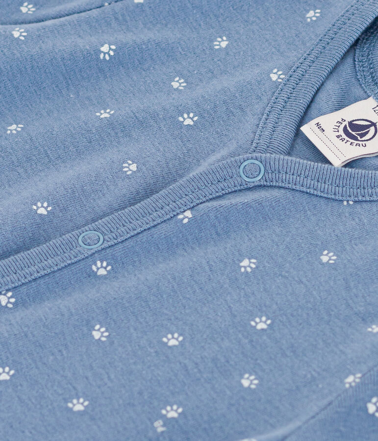 Kurzer Baby-Overall aus Baumwolle blau/weiss