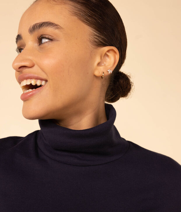 Damen-Rollkragenshirt aus Baumwolle blau