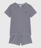 Kinder-Kurzpyjama aus Baumwolle mit Streifen blau SMOKING/weiss MARSHMALLOW