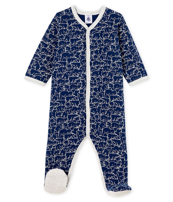 Baby-Strampler aus Molton für Jungen blau MAJOR/weiss MARSHMALLOW