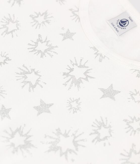 Kinderpyjama aus Baumwolle mit Sternen-Print für Mädchen weiss MARSHMALLOW/weiss MULTICO