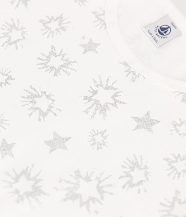 Kinderpyjama aus Baumwolle mit Sternen-Print f&uuml;r M&auml;dchen weiss/vielfarbig