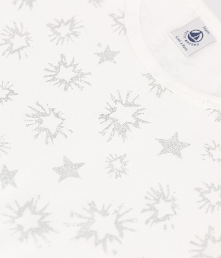 Kinderpyjama aus Baumwolle mit Sternen-Print f&uuml;r M&auml;dchen weiss/vielfarbig