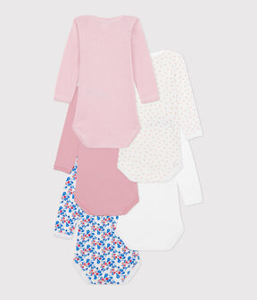 5er-Set langärmelige Baby-Bodys aus Baumwolle mit Blumenmotiv variante 1