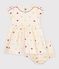 Kurz&auml;rmeliges Babykleid aus Baumwolle mit Herzmotiv naturfarben/vielfarbig