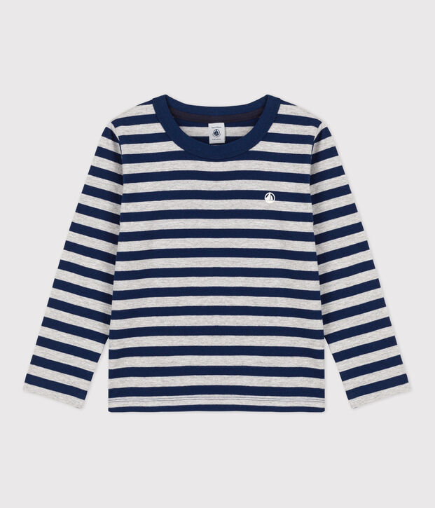 Lang&auml;rmeliges Kinder-T-Shirt aus Baumwolle f&uuml;r Jungen blau/grau