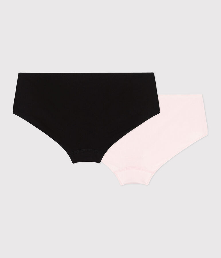 2er-Set Damen-Shortys aus einfarbiger Baumwolle mit Elastan vielfarbig