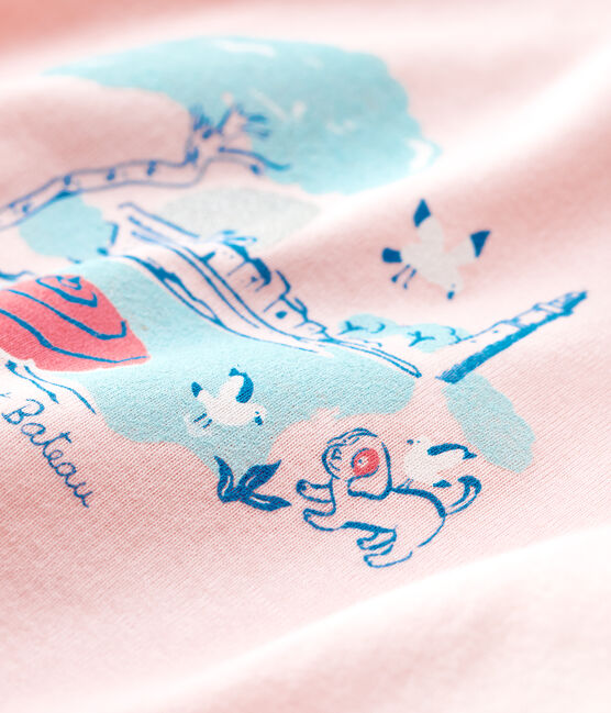 Kurzärmelige Baby-Bluse mit Kragen für Mädchen rosa MINOIS