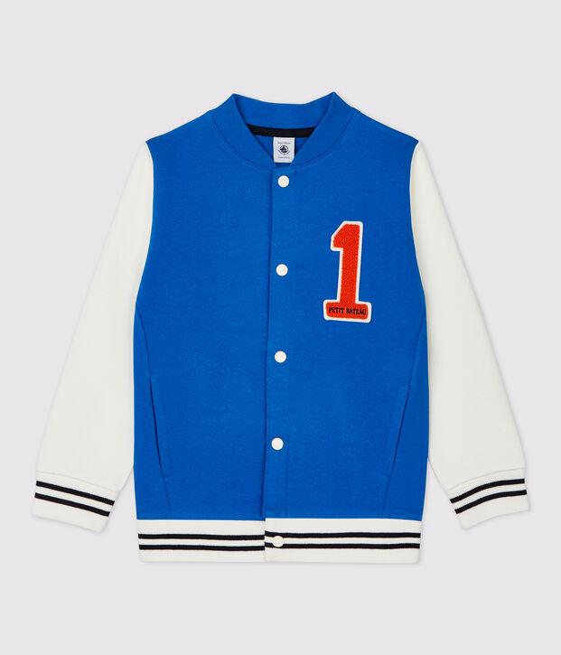 Kinder-Teddyjacke aus Molton f&uuml;r M&auml;dchen / Jungen blau/weiss