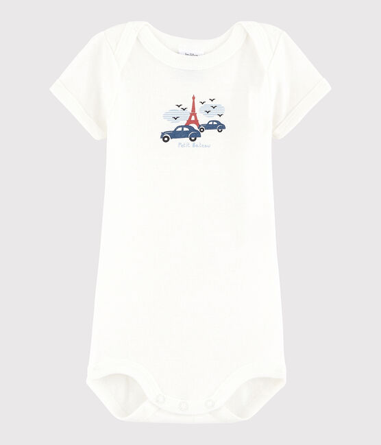 Kurzärmeliger Baby-Body Mädchen/Jungen weiss MARSHMALLOW
