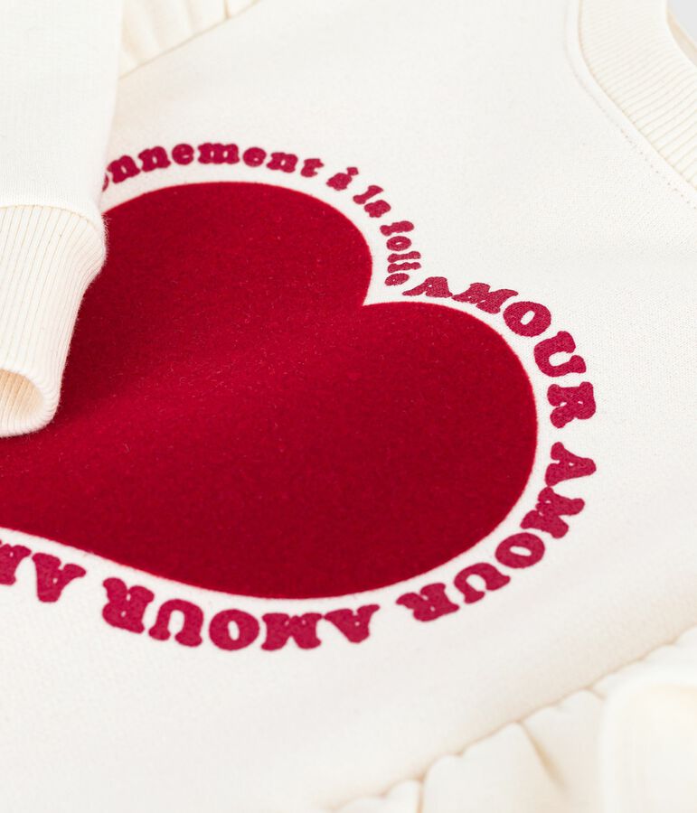 Kinder-Sweatshirt aus gemusterter Baumwolle naturfarben