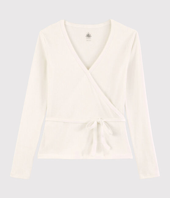 Cardigan in Wickelform aus leichter Baumwolle Damen weiss MARSHMALLOW