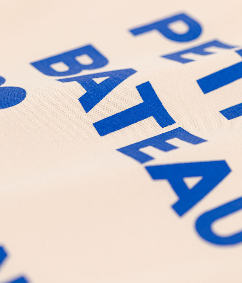 Kurz&auml;rmeliges bedrucktes Kinder-T-Shirt f&uuml;r M&auml;dchen naturfarben/blau