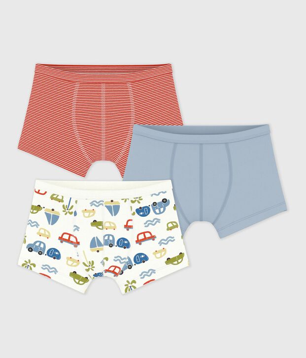 Set Kinder-Boxershorts mit &uuml;berzogenem Bund aus bedruckter Baumwolle vielfarbig