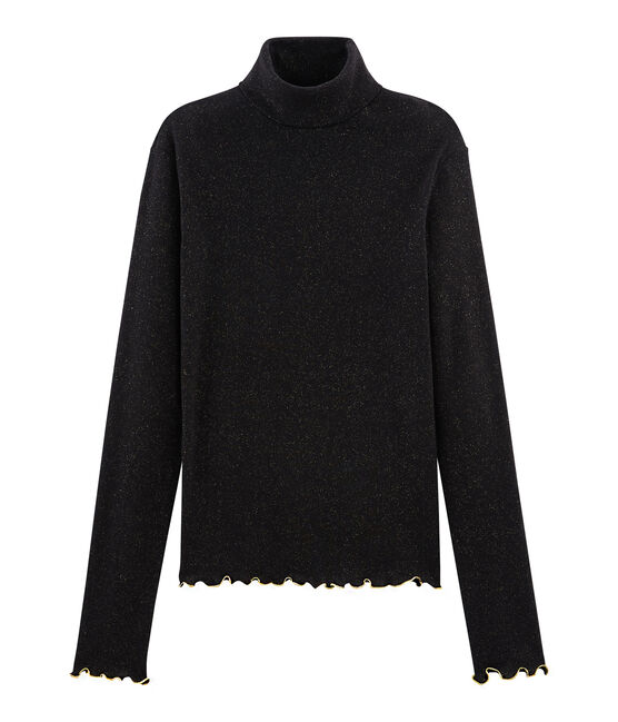 Unterziehpullover mit Glitzer für Damen schwarz NOIR/gelb OR