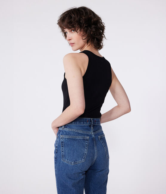 Damen-Tanktop L’Iconique aus Baumwolle schwarz BLACK