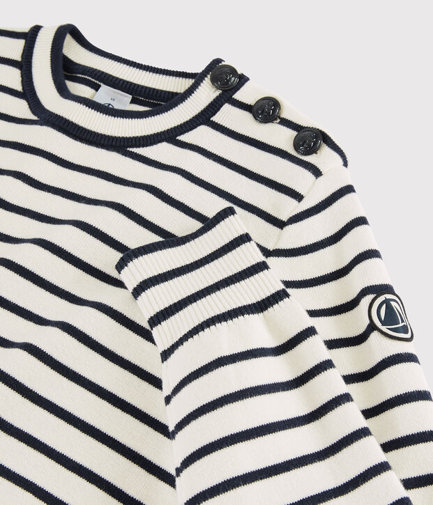 Damenpullover mit Matrosenmuster aus Baumwolle weiss/blau