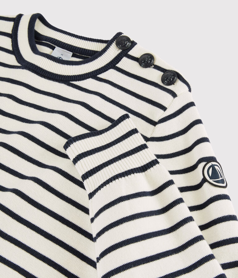 Damenpullover mit Matrosenmuster aus Baumwolle weiss/blau