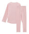 Rippstrick-Pyjama für Mädchen rosa CHARME/weiss MARSHMALLOW