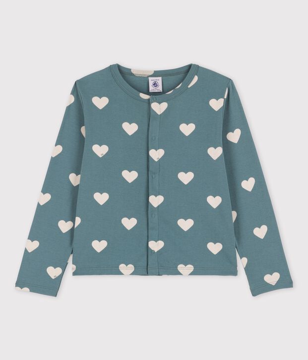 Gemusterter Cardigan aus Baumwolle f&uuml;r M&auml;dchen gr&uuml;n/naturfarben