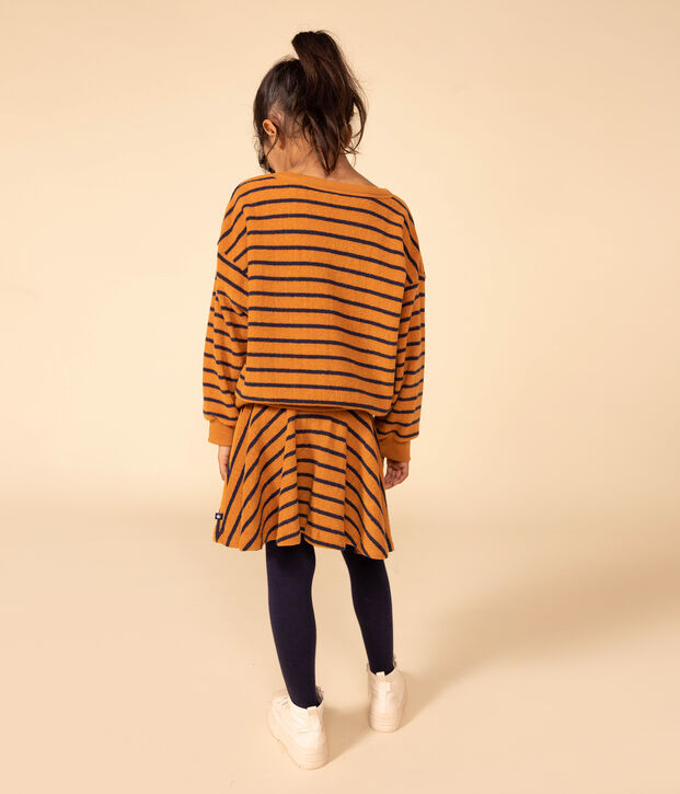 Kinderrock aus Boucl&eacute;-Frottee f&uuml;r M&auml;dchen braun/blau