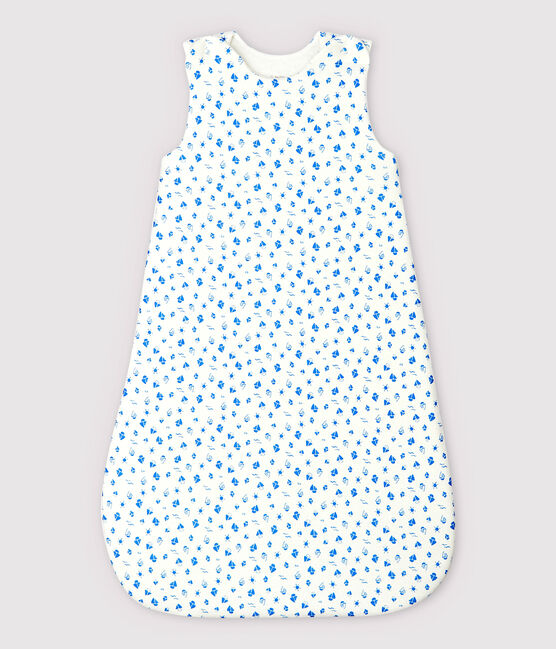 Baby-Schlafsack aus Bio-Baumwolle mit Boot-Motiv weiss MARSHMALLOW/blau COOL