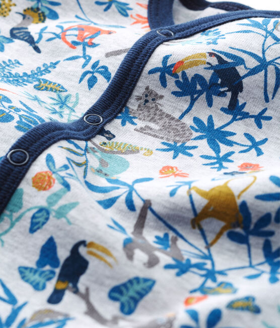 Baby-Strampler aus Rippstrick für Jungen grau POUSSIERE/weiss MULTICO