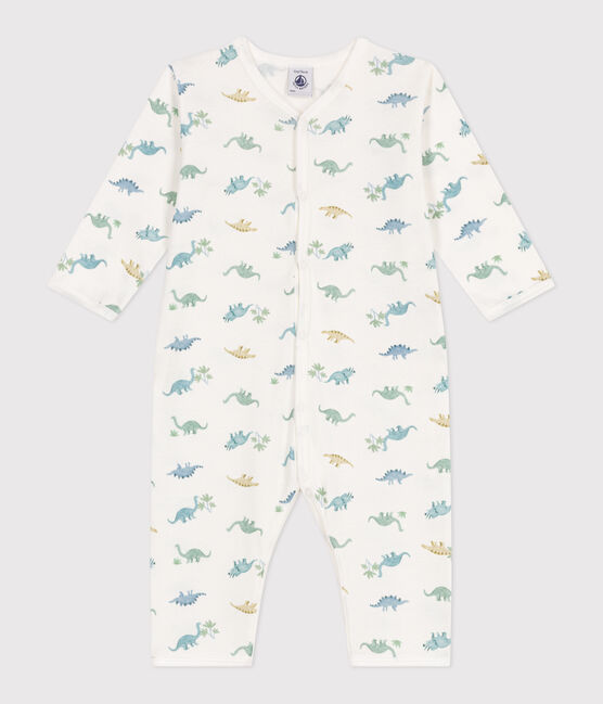 Strampler ohne Füßchen aus Baumwolle mit Dinos weiss MARSHMALLOW/weiss MULTICO