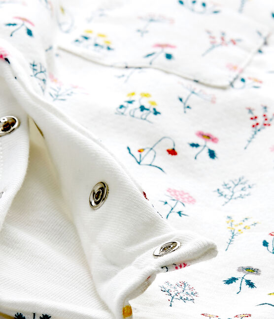 Bedruckter Baby-Mädchen-Overall aus gedoppeltem Jersey weiss LAIT/weiss MULTICO