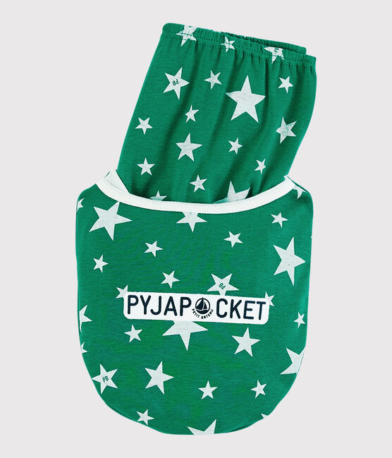 Kinder-Kurzpyjama aus Baumwolle mit Sternenmotiv für Jungen grün GAZON/weiss ECUME