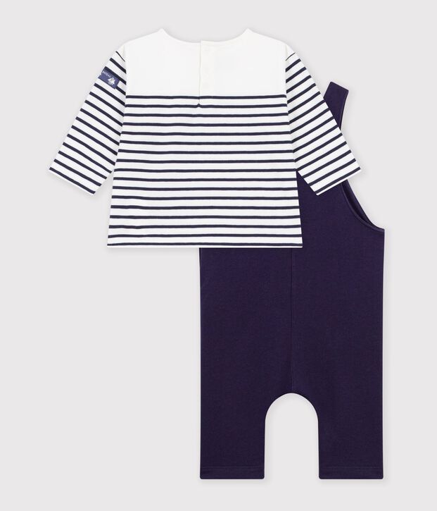 Baby-Geschenkset aus Baumwolle: T-Shirt und Latzhose vielfarbig