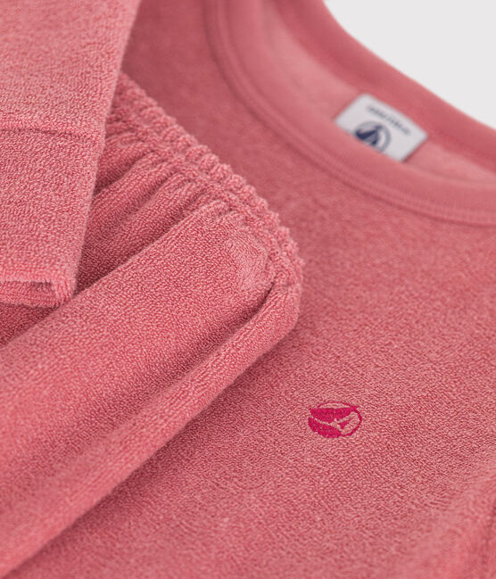 Kinder-Pyjama aus aufgerautem einfarbigen Frottee rosa ROSEWOOD