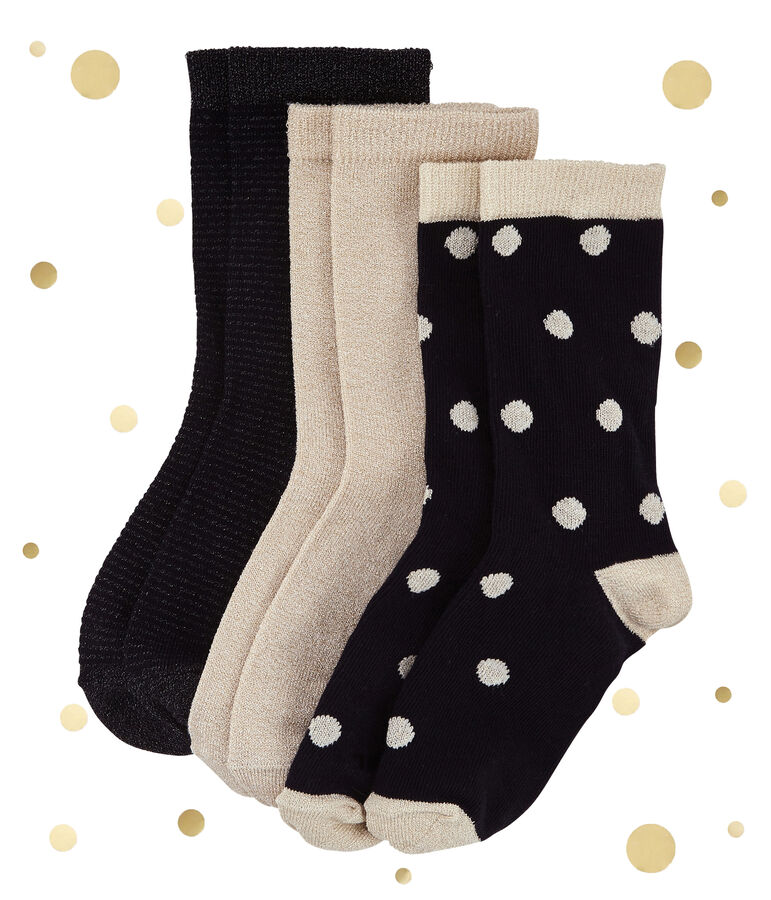 Goldene Socken im 3er-Set vielfarbig
