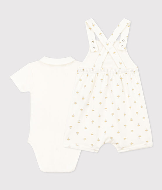 Baby-Set mit Latzhose und Body aus Baumwolle weiss MARSHMALLOW/weiss MULTICO