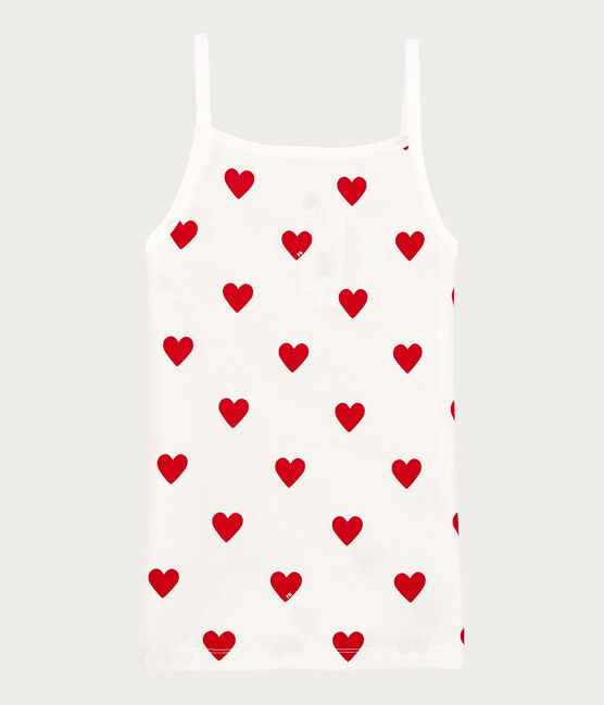 Damen-Trägerhemd aus Baumwolle weiss MARSHMALLOW/rot TERKUIT