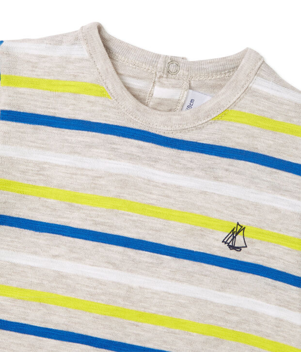 Gestreiftes Baby-Jungen-T-Shirt beige/vielfarbig