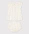 Kurzärmeliges Baby-Kleid mit Bloomers für Mädchen weiss MARSHMALLOW/weiss MULTICO