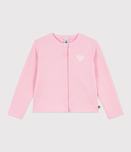 Kinder-Cardigan aus einfarbiger Baumwolle rosa MARQUISE
