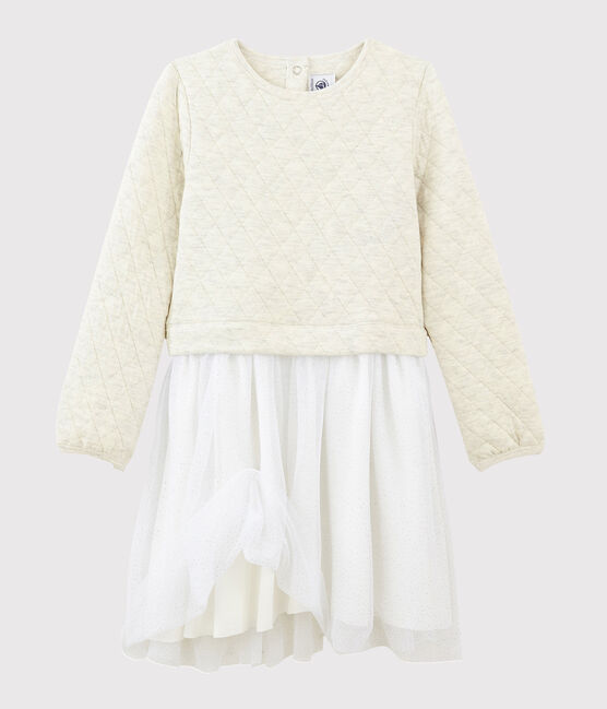 Langärmeliges Kinderkleid für Mädchen beige MONTELIMAR CHINE