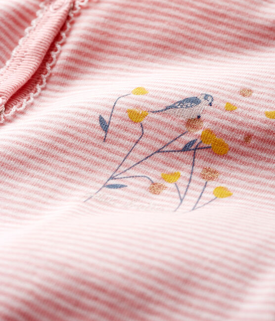 Baby-Strampler aus Rippstrick für Mädchen rosa CHARME/weiss MARSHMALLOW