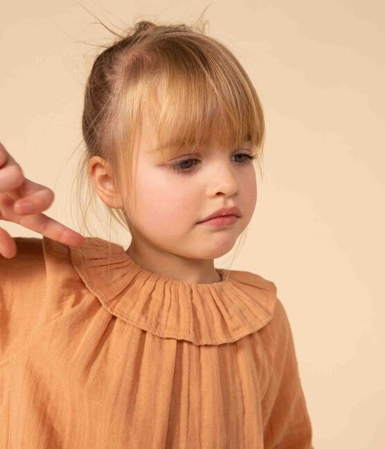 Langärmelige Kinderbluse aus Musselin-Stoff für Mädchen rosa SIENNA