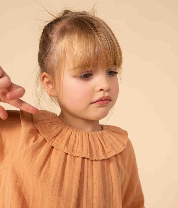 Lang&auml;rmelige Kinderbluse aus Musselin-Stoff f&uuml;r M&auml;dchen rosa