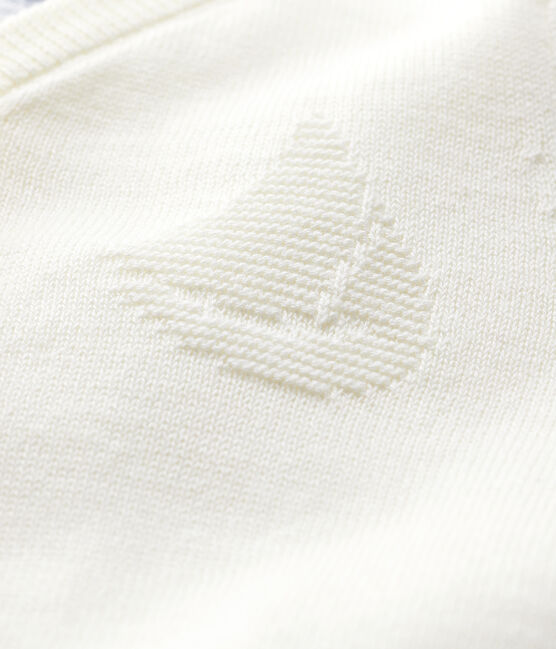Baby-Cardigan aus Baumwolljersey-Strick mit Leinenanteil Jungen weiss MARSHMALLOW
